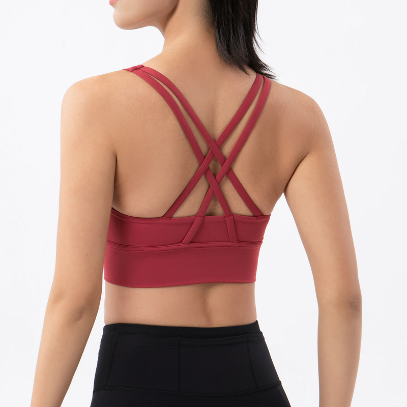 Picture of 2022 new double-sided brushed cross back sports underwear shockproof push up yoga sports bra fitness vest