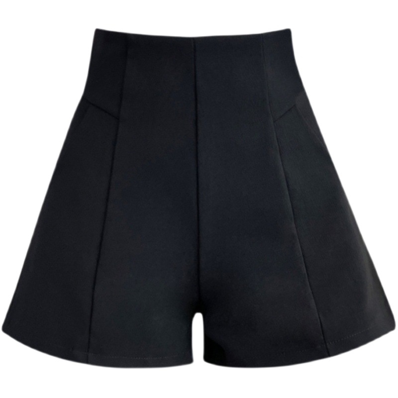 Summer 2023 New Black Wide-leg Suit Shorts Women's Slimming All-match High Waist Outer Wear Casual Base Boots Pants