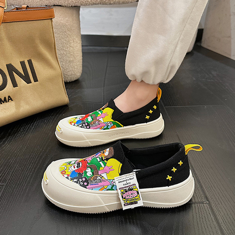 Mary Jane Loafers Women Wholesale New Spring Thick Sole Lazy One Step Canvas Shoes Casual Sports Shoes