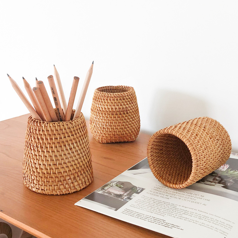 Picture of Rattan Pen Holder Tea Set Bamboo Tea Tongs Tea Spoon Tea Needle Pu'Er Tea Six-Piece Tea Ceremony Accessory Storage Box Rustic Style