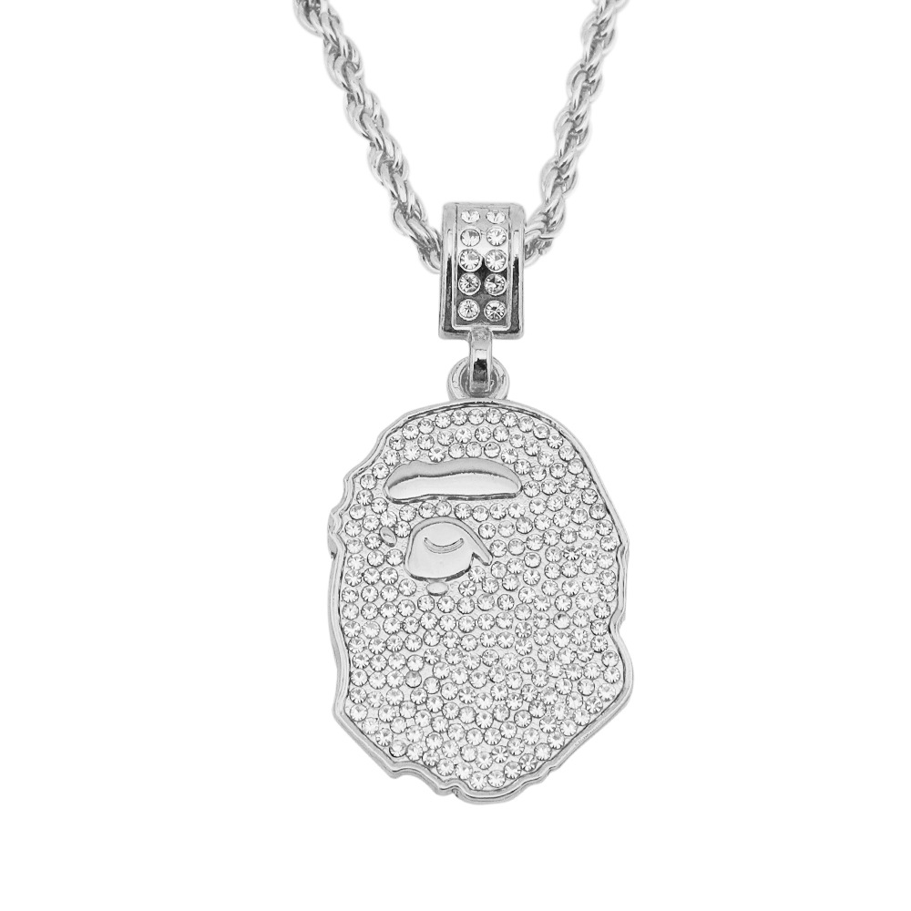 Picture of Cross-border hip-hop necklace chris Brown with diamond-encrusted ape head bape necklace hiphop men's and women's jewelry