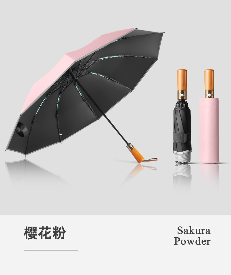 Picture of Three-fold automatic umbrella log handle lettering sunny umbrella men's business folding umbrella printed logo high-end gift umbrella