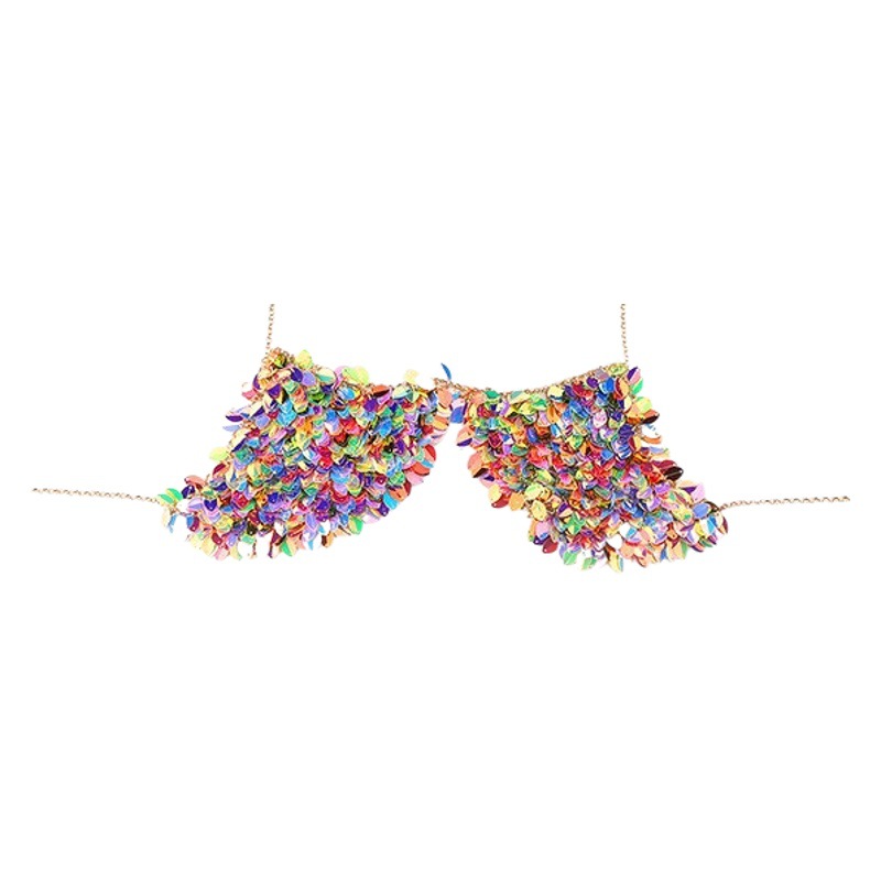 2024 European and American Cross-Border Accessories New Sexy Bikini Chest Chain Colorfulful Leaf Beach Vacation Style Body Chain