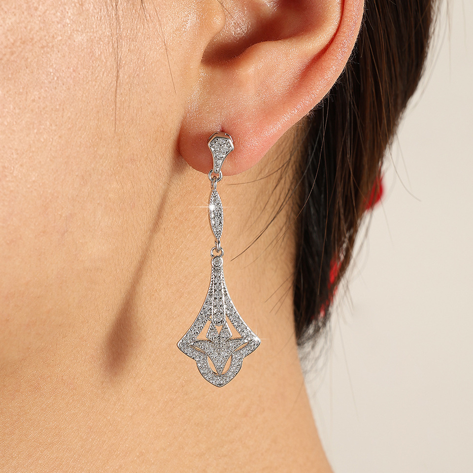 Rakol Fairy High-End Long Simple Zircon Water Drop Earrings Bridal Earrings Dress Wedding Dress Accessories