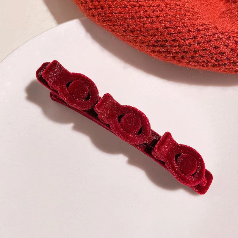 Picture of 4 suit lazy double-layer braided flocking hairpin female hair accessories side clip spring and summer simple bangs clip duckbill clip