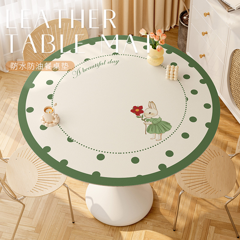 Picture of Round table mat oil-proof waterproof disposable leather table mat tea table non-slip mat cloth round table mat large round tablecloth