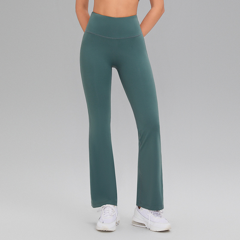 Picture of Lycra High-elastic Naked Shark Pants Hip-lifting High Waist Slimming Wide Leg Sports Fitness Flared Pants Women's Outer Wear Yoga Pants