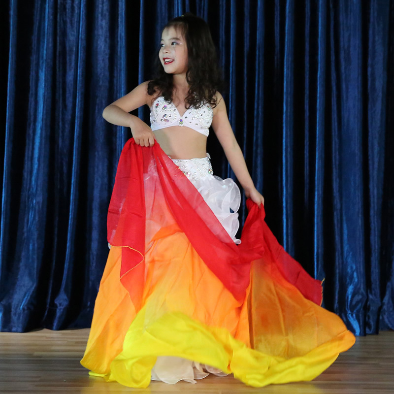 Dancer Children's Belly Dance Scarf Silk Dance Hand Yarn Performance Practice Hand Throwing Gradient Color Colorful Silk Scarf New Style