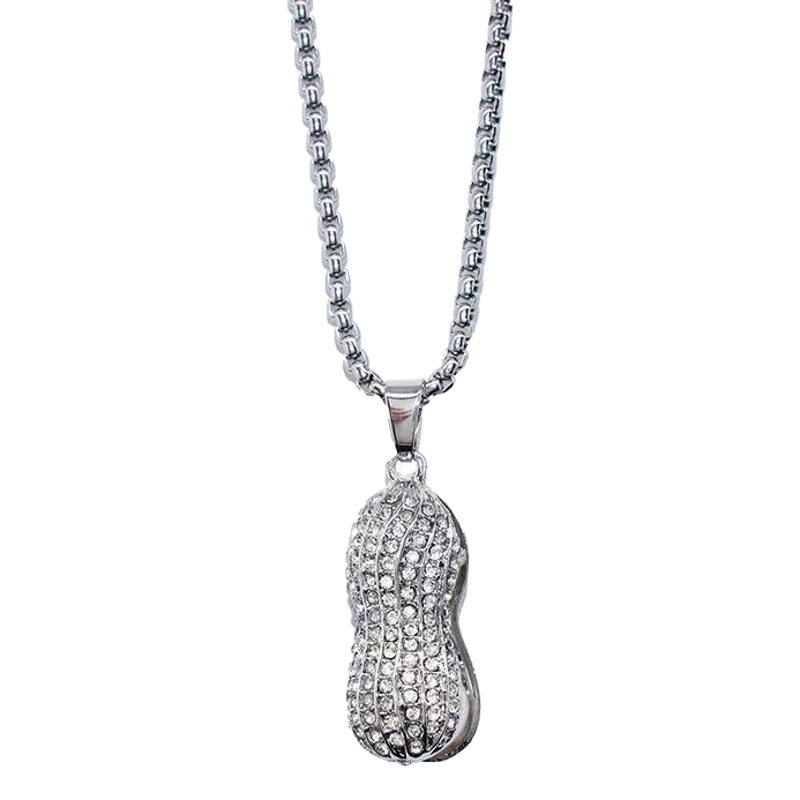 Korean Style ins Pearl Diamond Peanut Necklace Women's Fashionable Distinctive Simple Pendant All-Match Long Sweater Sweater Chain