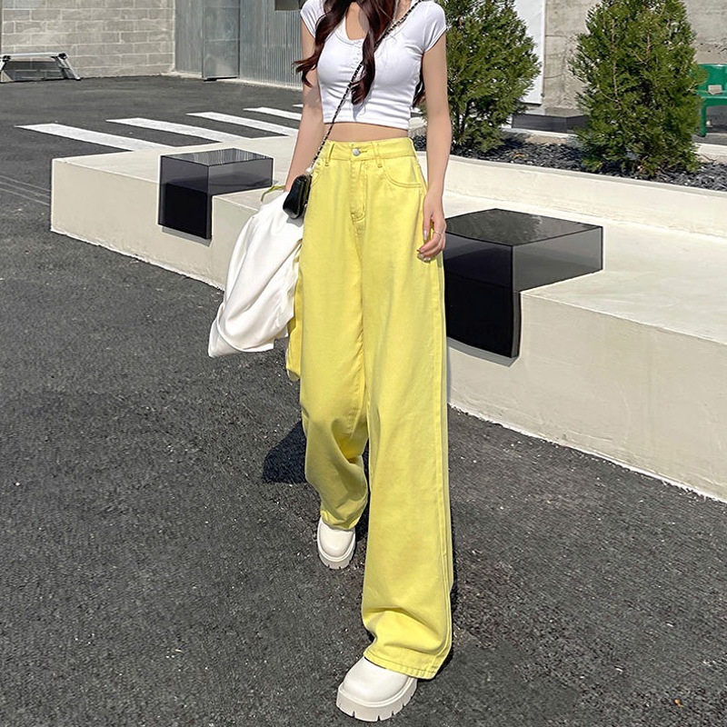 Picture of Loose Straight Leg Jeans Women's 2023 New High Waist Korean Style Slim Look Tall Wide Leg Trendy Trendy Trousers