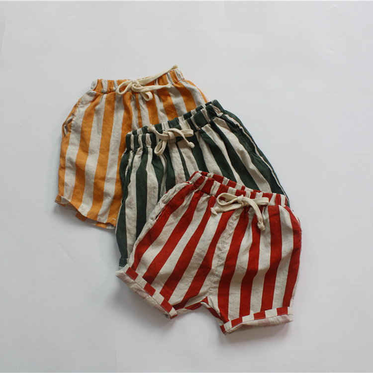 Summer Girls' Pants Striped Boys' Shorts Loose Cotton Linen Toddler Baby Shorts in Stock Wholesale Korean Style