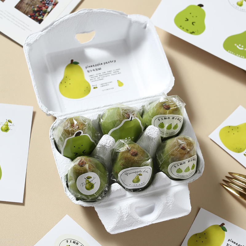 Net red pear cake packaging box packaging bag baking pineapple cake gift box with tag sticker card edge
