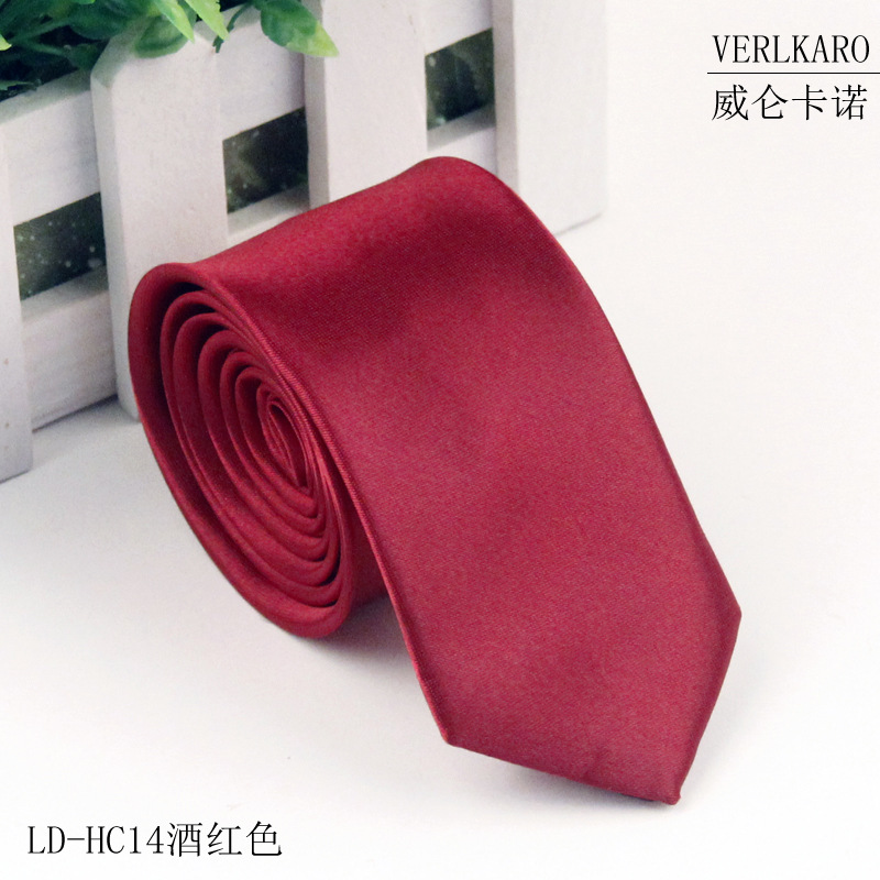 Picture of Leisure students 5cm solid color narrow version ins polyester silk business men's multi-color optional tie manufacturers in stock wholesale