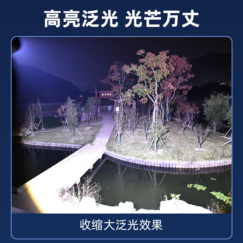 Picture of Cross-border new USB white laser bright long-range strong light aluminum alloy power display charging treasure zoom flashlight