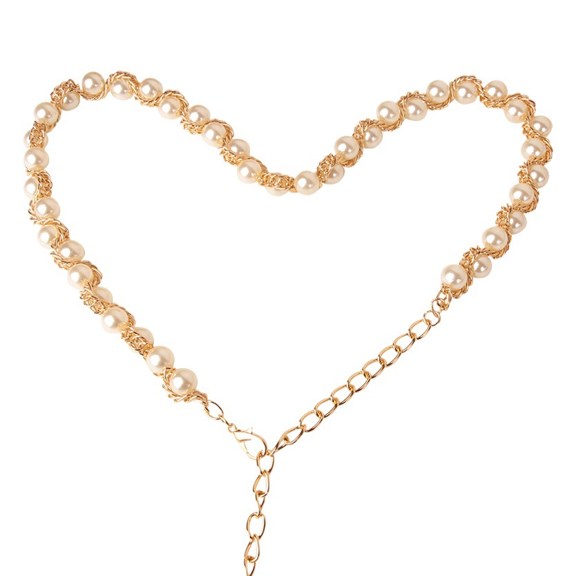 New Women's Metal Waist Chain, Fashionable, Elegant and Versatile, Pearl Aluminum Chain Clothing with Belt, Cross-Border Factory Direct Sale