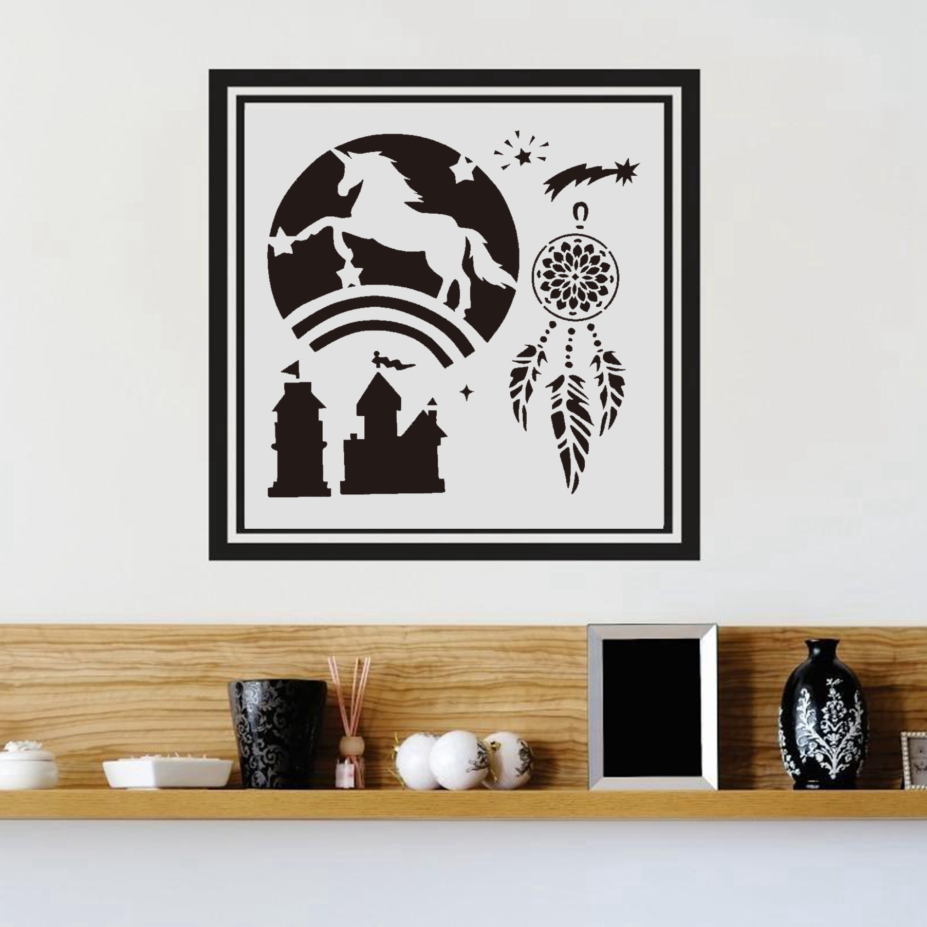 Picture of Unicorn pattern hollow template painting template Dream Catcher Net elf unicorn cross-border diy hollow ruler