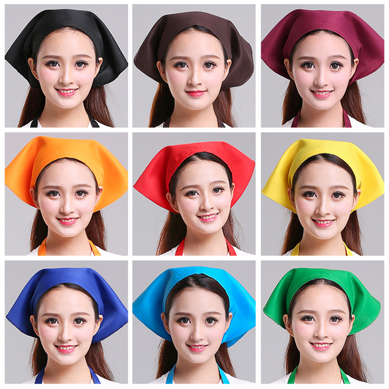 Waiter Men and Women Kitchen Work Headscarf Cap Japanese Kitchen Restaurant Hot Pot Shop Triangle towel Chef Hat Simple