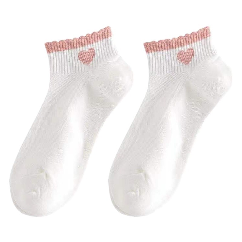 Socks Women's White Love Women's Short Socks Summer Thin Korean-style ins Trendy Low-top Cotton Cute Japanese Boat Socks