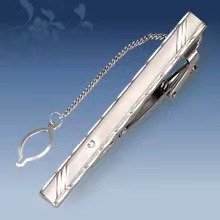 Picture of Metal tie clip men's suit chain 140 simple flower type business atmosphere with drill tie clip
