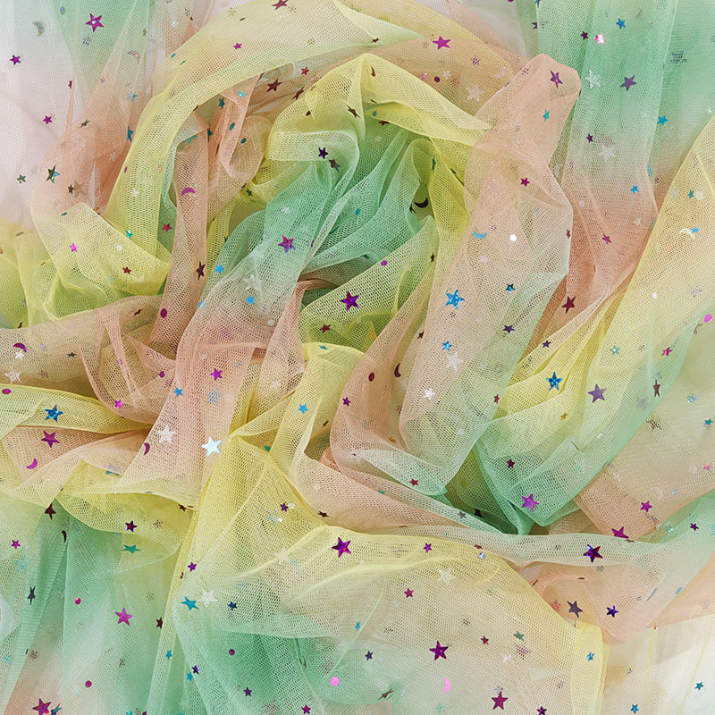 Picture of Scattered Tulle Yarn American Mesh Star Mesh Gauze Love Sequin Bronzing Fabric Mesh Sequin Fabric