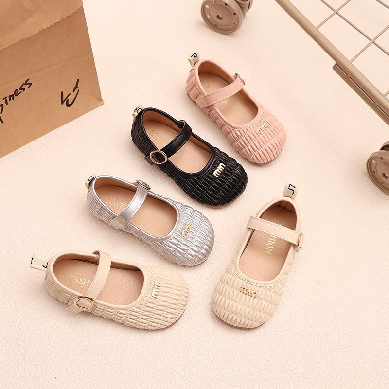 Baby Kidsren Girls Leather Shoes Princess Shoes Flats Spring & Fall Baby Girl Shoes Korean Princess Style Small Leather Shoes 3-6 Years Old