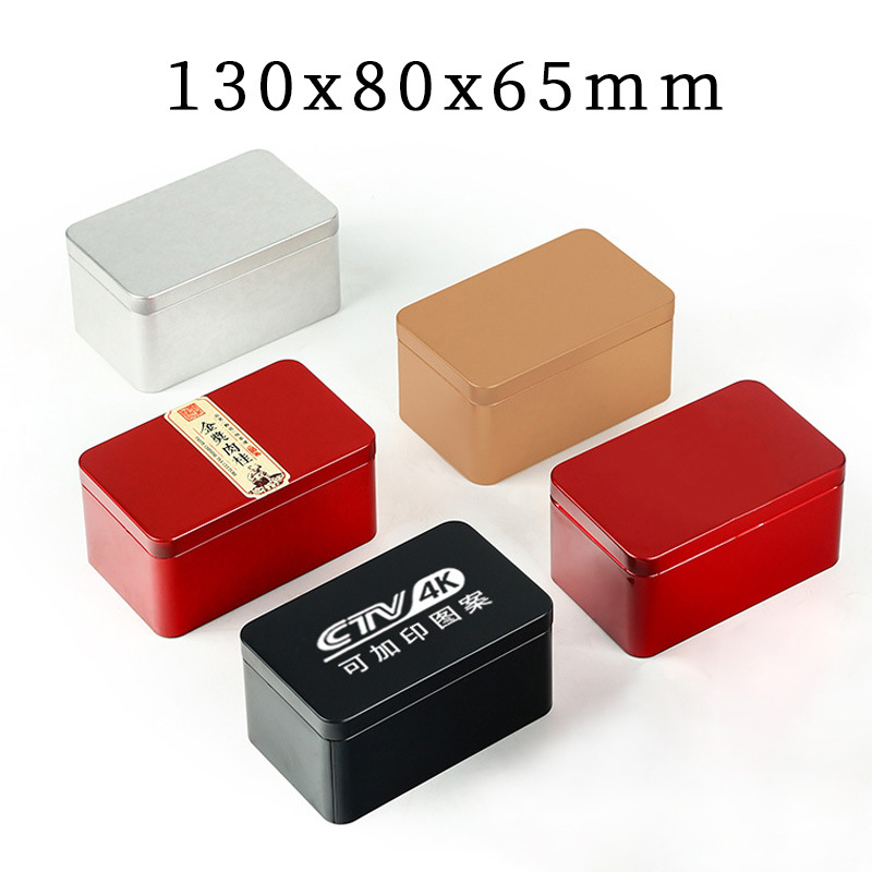 Square Small Iron Box Frosted Silver Storage Box Small Bag Tea Metal Box Thousand Layer Mousse Top and Bottom Lid Iron Can