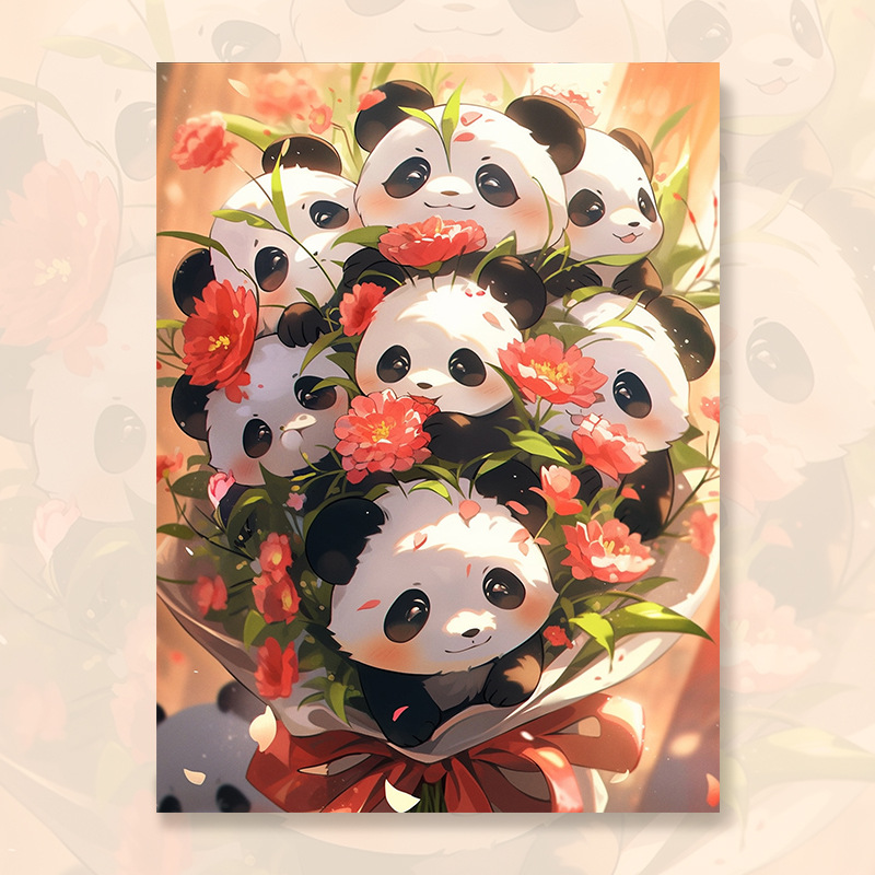 Picture of Cartoon bouquet digital oil painting diy oil painting handmade coloring paint painting filling hand painted decorative painting