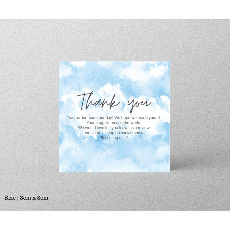 Picture of 30 Sheets/Pack Square Simple Thank You Cards Coated Paper Business Cards Gift Packaging Decorative Cards English Mini Thank You Cards