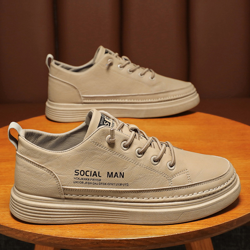 Spring Men's Shoes New breathable thin white shoes men's trendy versatile leather shoes casual sneakers work shoes trendy shoes