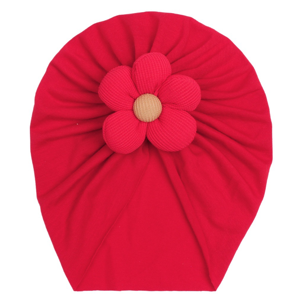 European and American New Autumn and Winter New Style Children's Solid Color Imitation Cotton Hat, Baby Flower Breathable Pullover Hat, Children's Hat