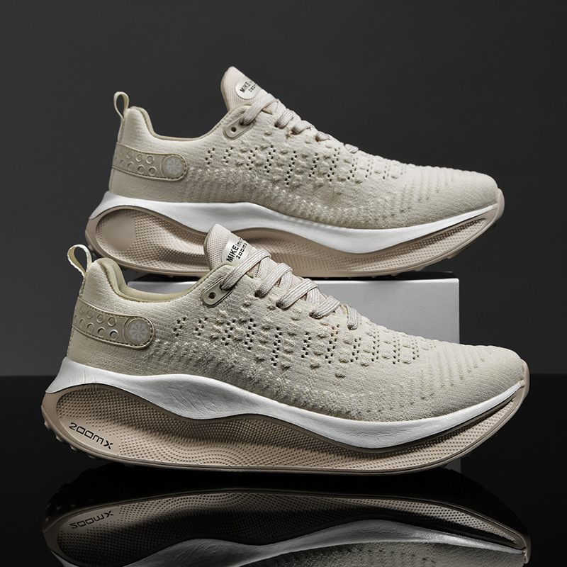 2024 Cross-border New Fashion Trend Thick Bottom Running Shoes Outdoor Thick Bottom sneaker Breathable Flying Weaving Casual Men's Shoes