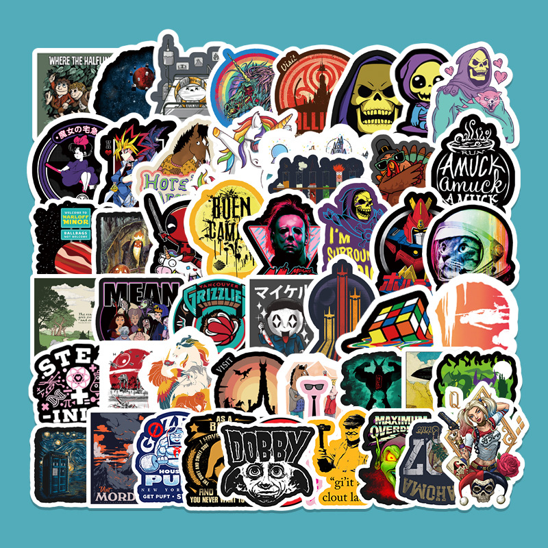 50 European and American retro cartoon DIY decorative stickers laptop car trunk waterproof graffiti stickers