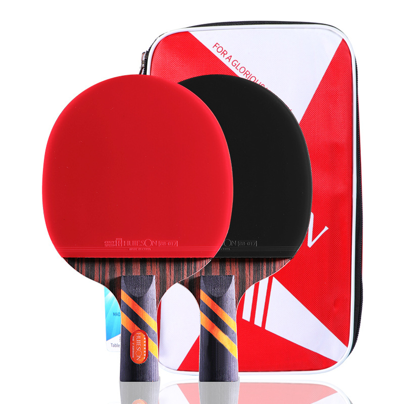 Picture of Huisheng M8 double pair of high elastic professional table tennis racket horizontal racket straight racket with racket set pure wood table tennis racket set