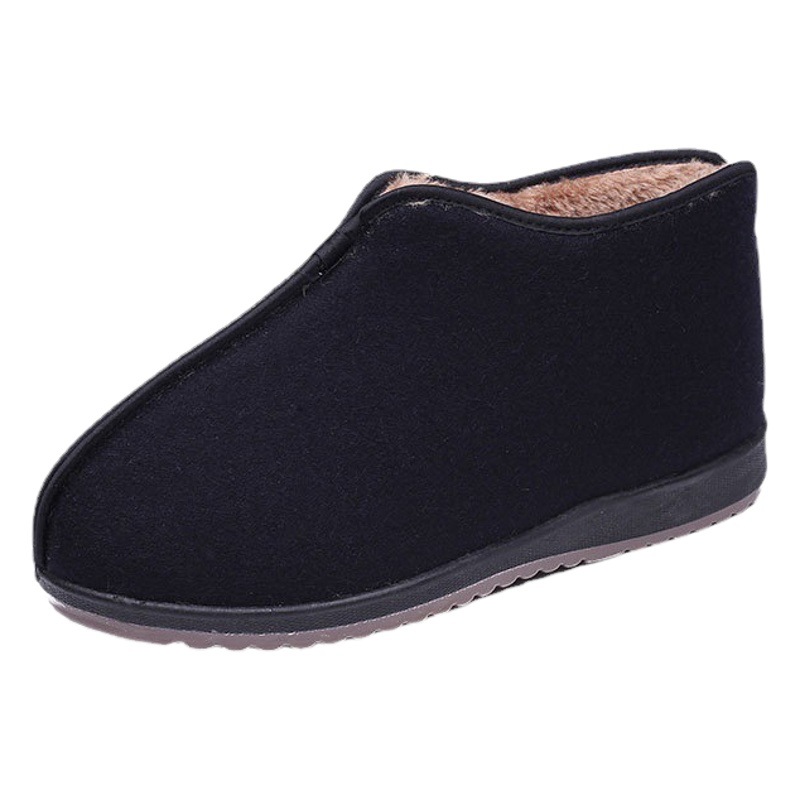 Winter Traditional Old Beijing Cloth Shoes fleece-lined Thickened Father's Shoes High-top Warm Old-head Shoes Middle-aged and Elderly Men's Cotton Shoes