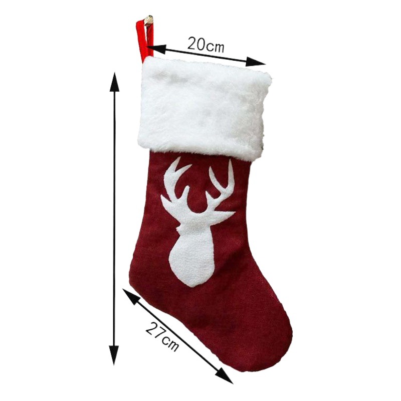 Embroidered Elk Christmas Supplies Christmas Stockings Christmas Ornaments Pendant Christmas Candy Christmas Gift Sock Bag