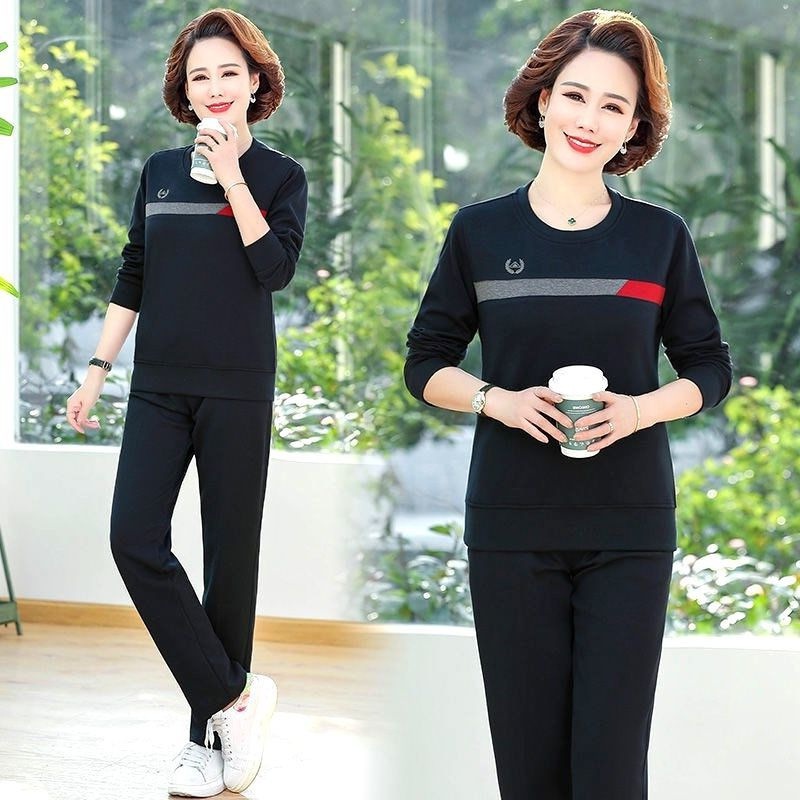 Picture of Southeast Asia cross-border 2023 spring and autumn sportswear suit middle-aged and elderly women's wear mom running casual two-piece suit
