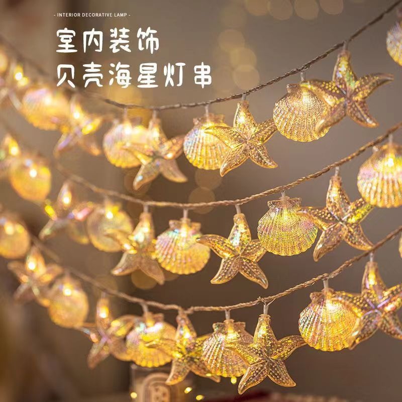 Shell starfish shape decorative lights birthday room layout atmosphere lights trunk surprise led solar lights