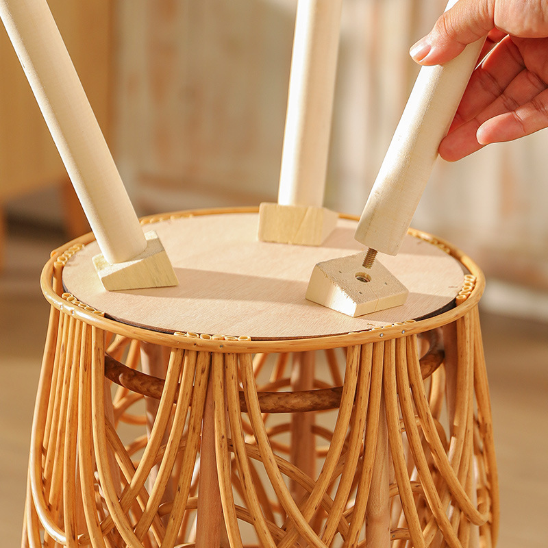 Picture of Cross-border Indoor Woven Flower Pot Imitation Rattan Flower Rack Triangle Living Room Floor-standing Hollow Flower Rack Balcony Bamboo Woven Flower Basket