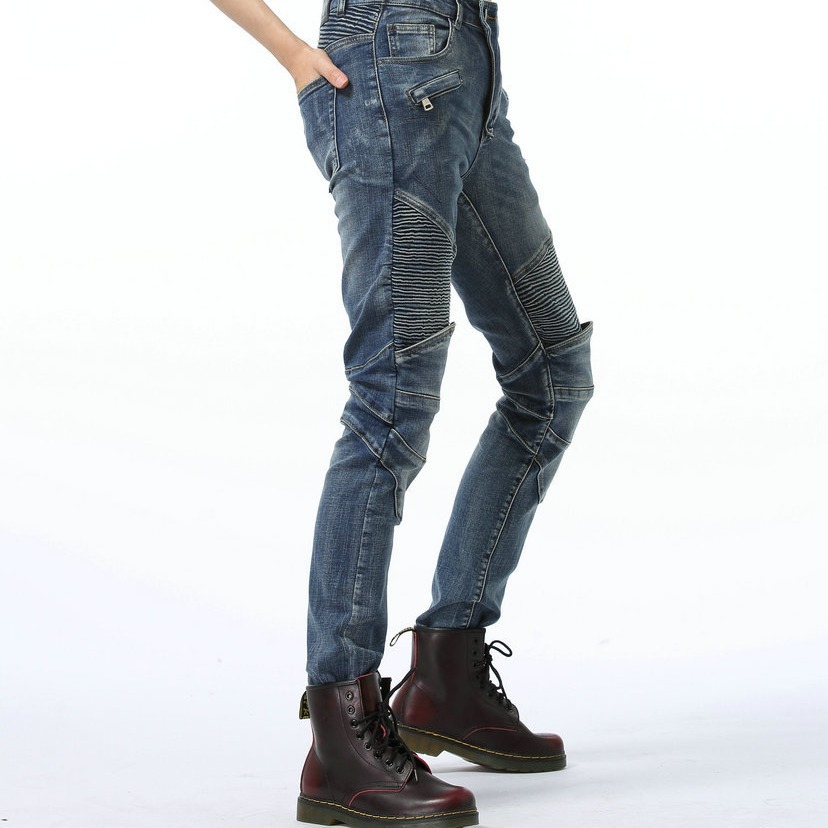 Picture of LOONG BIKER cotton casual vintage motorcycle pants motorcycle jeans motorcycle racing cycling pants for women