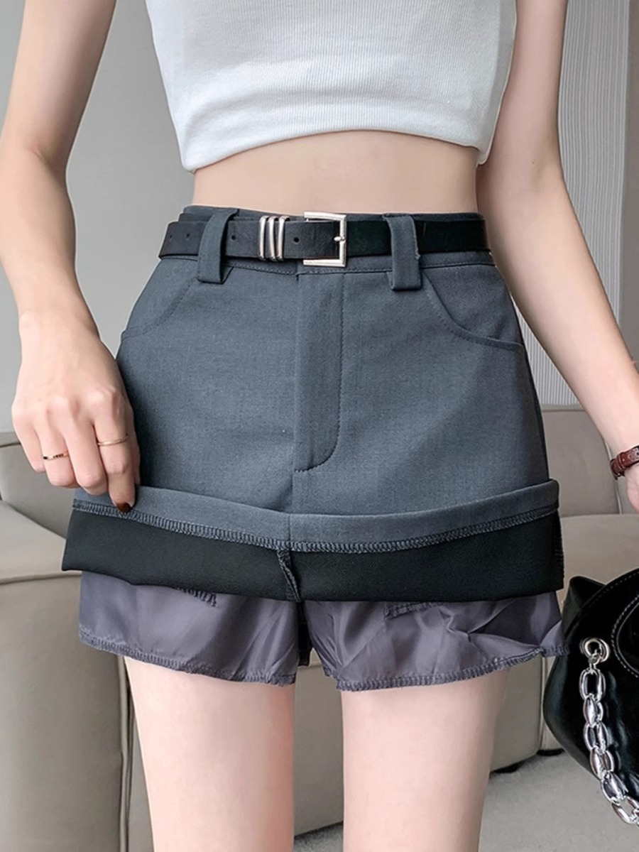 Suit Short Skirt Women's Spring 2024 New American Style Hot Girl Hip Skirt Gray Small High Waist A- Line Skirt