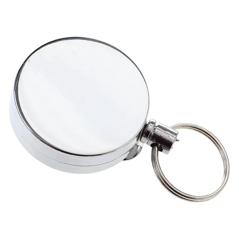 Cross-border hot sale 4cm all-metal easy pull buckle wire rope anti-theft anti-loss telescopic key chain easy to pull
