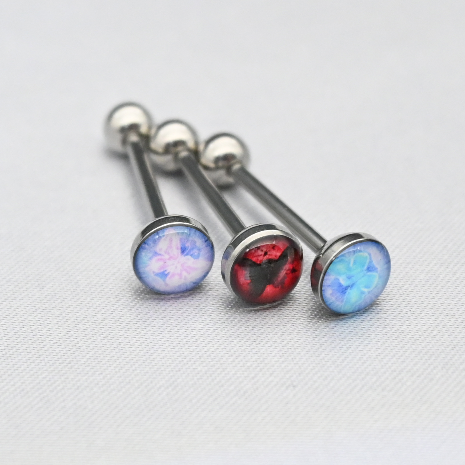 SMTNEK titanium steel multicolor dream butterfly oil drop tongue stud stainless steel piercing jewelry