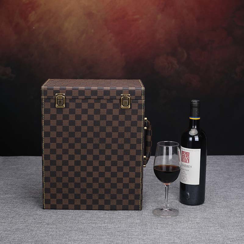 Picture of High-End Six-Bottle Wine Box in Stock, Wine Packaging Gift Box, Six-Bottle Wine Leather Case, Wine Bottle Gift Box, Wine Box