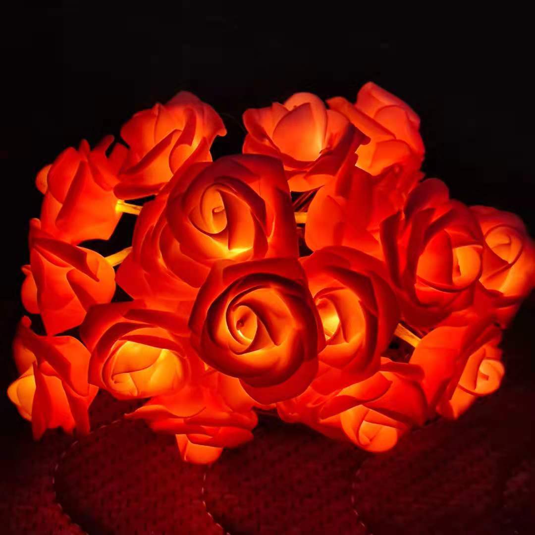 Picture of Rose Light String LED Foam Flower Lights Proposal Valentine's Day Girl's Heart Room Decorative Lights Flower Lights