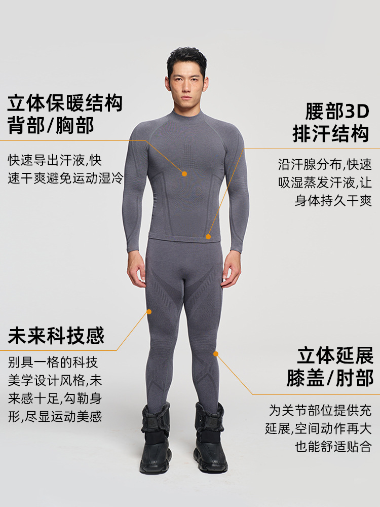 Picture of Outdoor Mountaineering Merino Wool Quick-Drying Intimates Set for Men and Women Sweat-Wicking Breathable Sports Functional Ski Quick-Drying Clothing