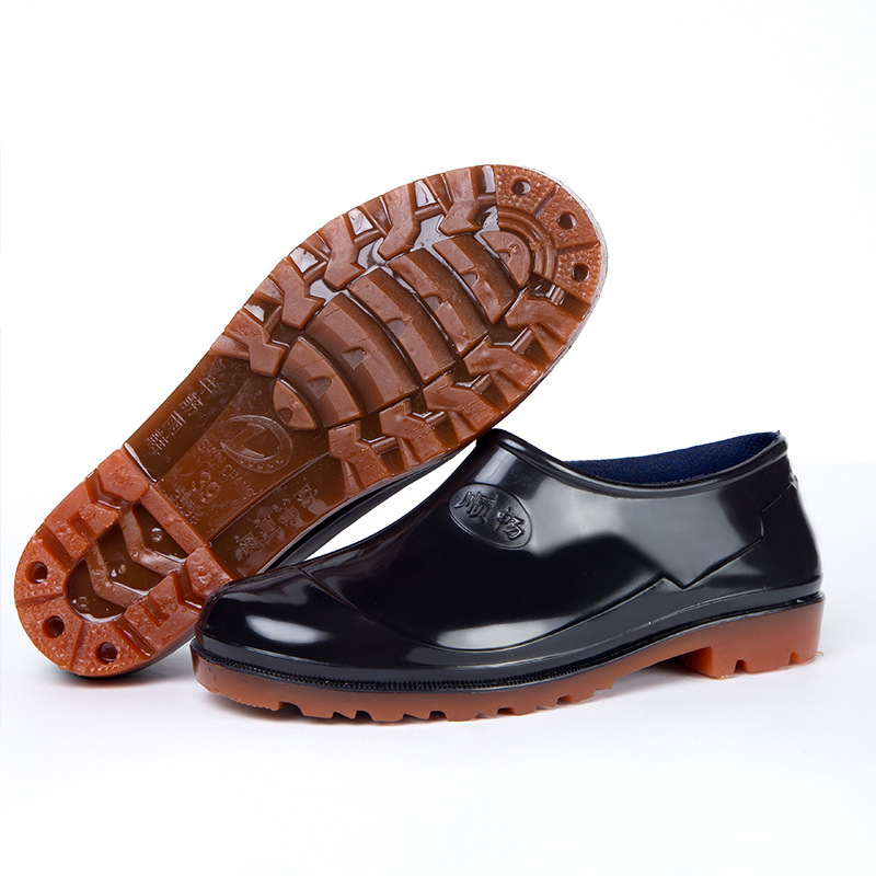 Kitchen Non-Slip Low-Cut Rain Boots, Men's Low-Cut Shallow Mouth Work Safety Rubber Shoes for Construction Sites