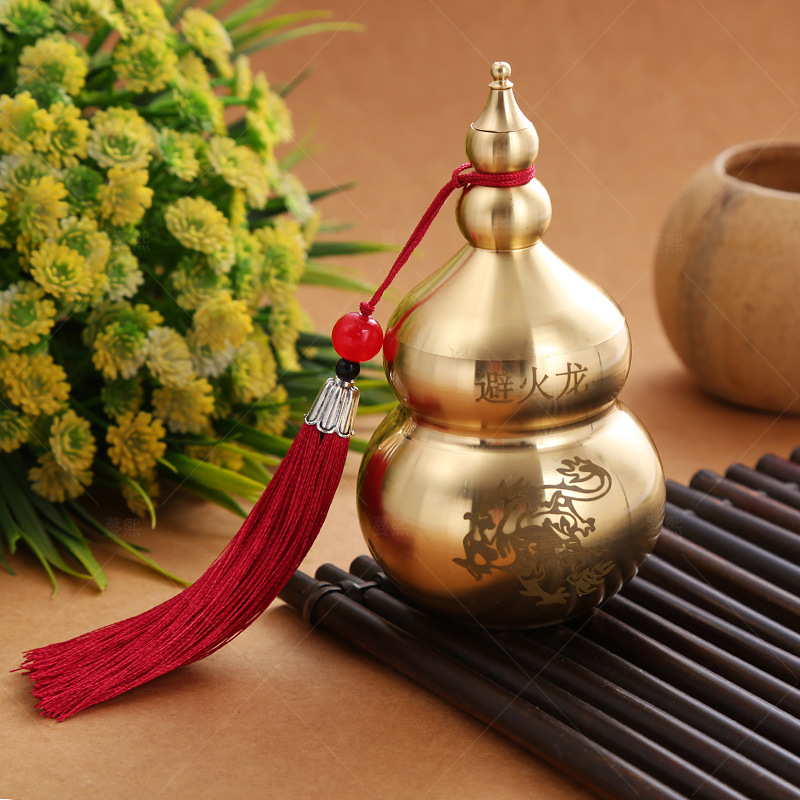 Picture of Brass Fire-Resistant Dragon Vase, Copper Gourd Metal Ornament, Feng Shui Antique Copper Ornament, Copperware Wholesale, Copper Crafts