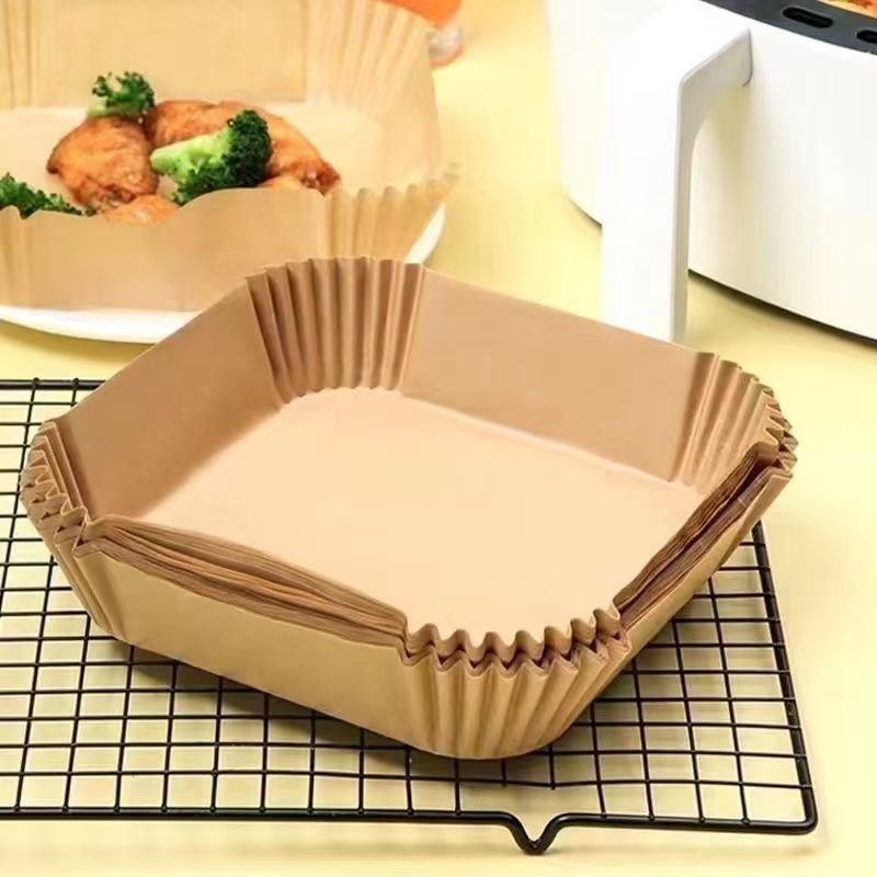 Picture of Air Fryer Special Paper Tray Household Oil Absorbing Paper Pad Food Grade Special Paper Square Baking Tray Baking Paper Commercial
