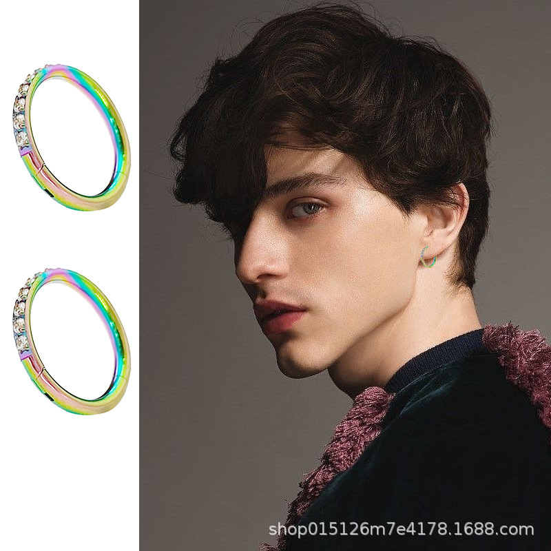 Picture of Europe and the United States cross-border multicolored aperture puncture jewelry simple fashion personality nose ring earrings side zircon nose ring puncture