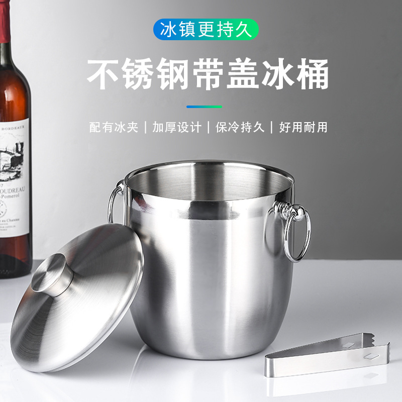 Picture of Stainless Steel Deer Head Ice Bucket KTV Bar Ice Bucket Champagne Bucket Commercial Beer Red Wine Bucket for Ice Cubes